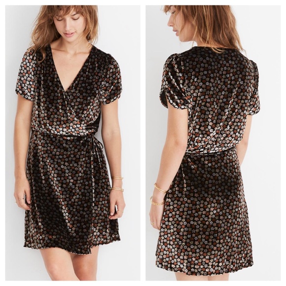 madewell velvet wrap dress